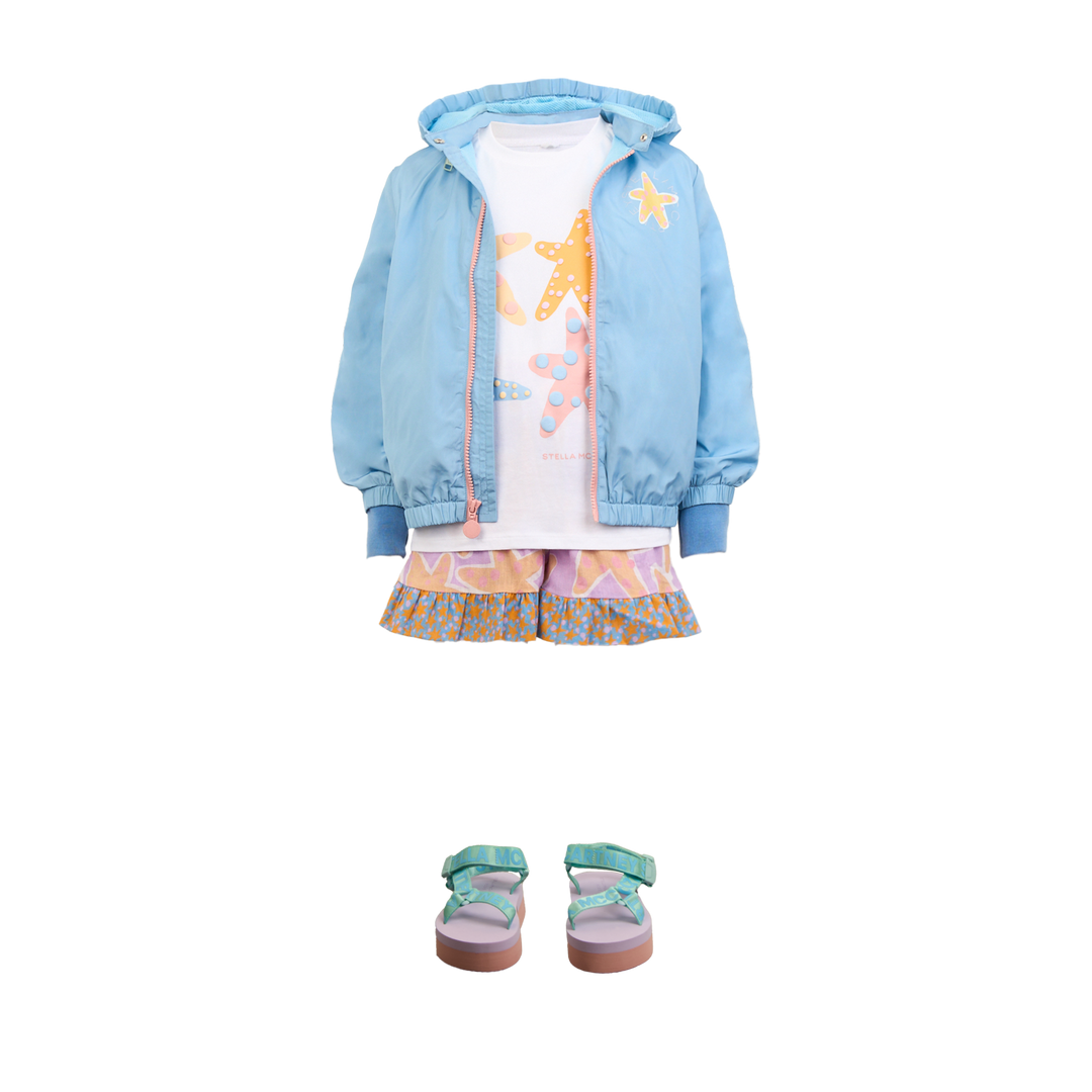 Stella McCartney TY6B59 Starfish Cotton Voile Shorts purple/multicolor Produktbild, kombiniert mit passendem T-Shirt und passender Jacke