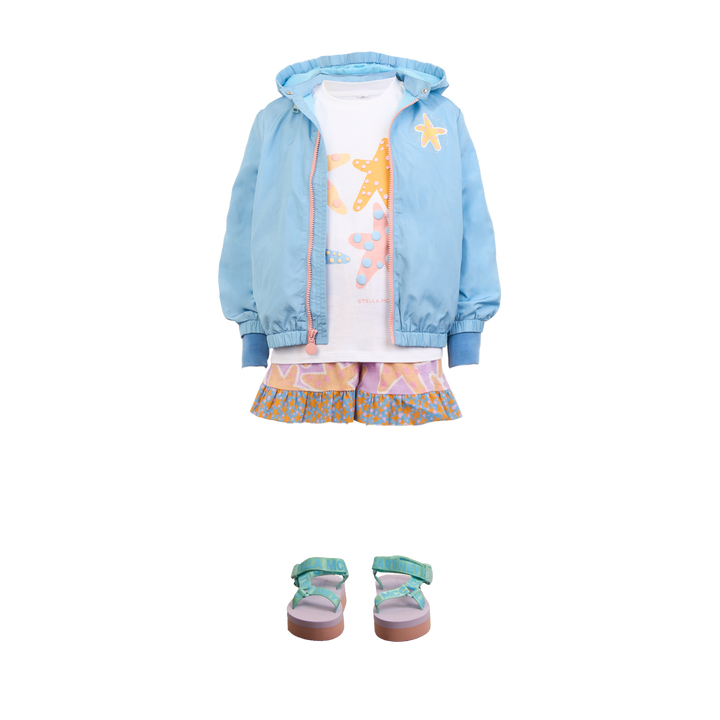 Stella McCartney TY6B59 Starfish Cotton Voile Shorts purple/multicolor Produktbild, kombiniert mit passendem T-Shirt und passender Jacke