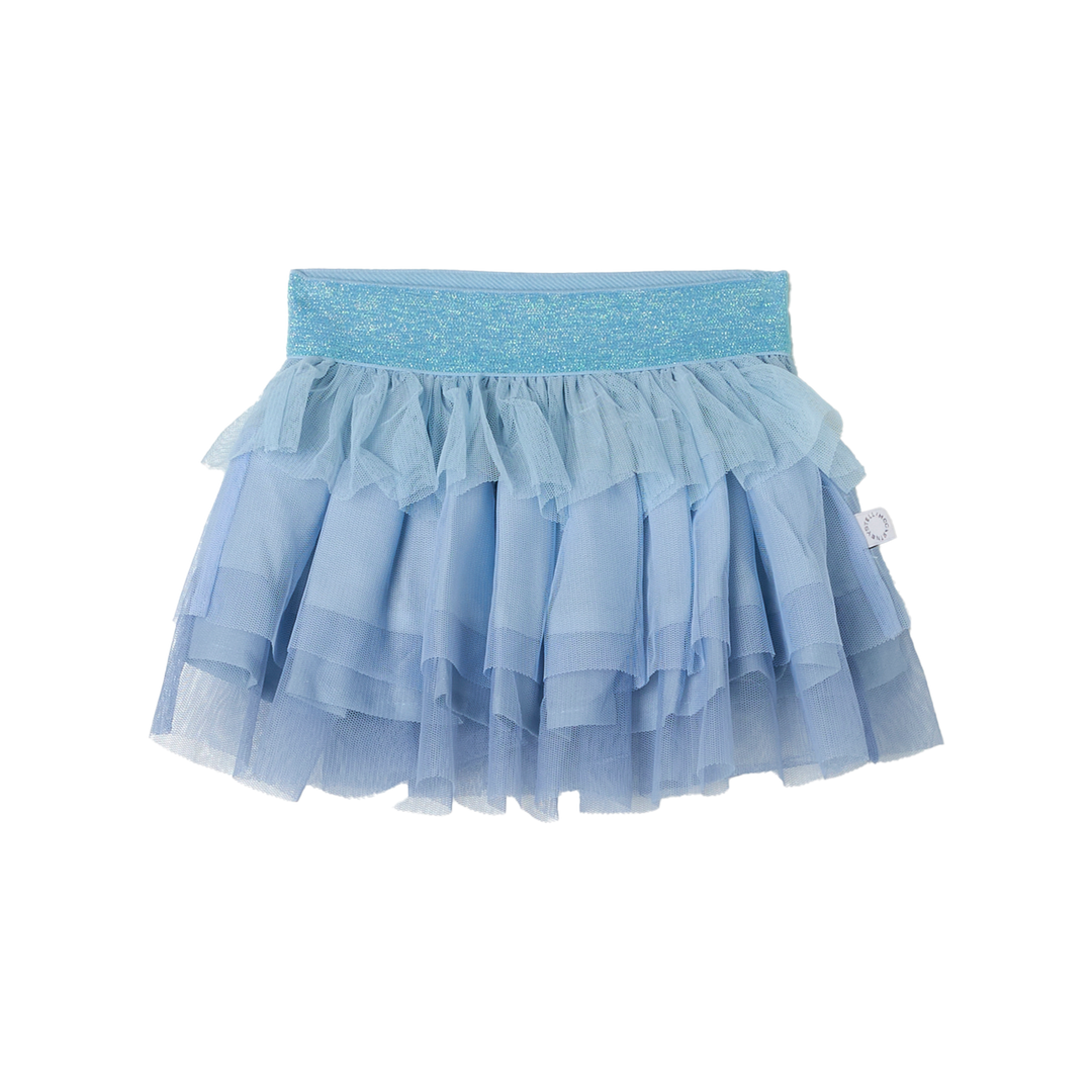 Stufenrock aus Tüll für Mädchen aus 100% Polyester in hellem blau und mit glitzerndem Gummibund in türkis, Unterrock aus 100% Viskose