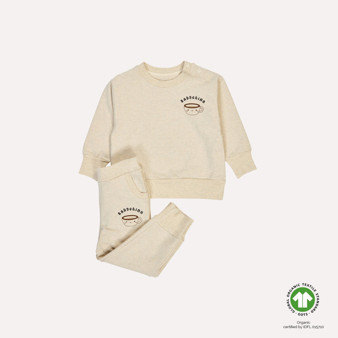 Sweatshirt Sweathose beige Aufdruck Babychino
