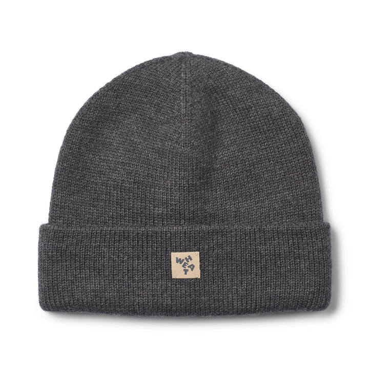 Strickmütze Beanie für Kinder aus Merinowolle in dunkelgrau
