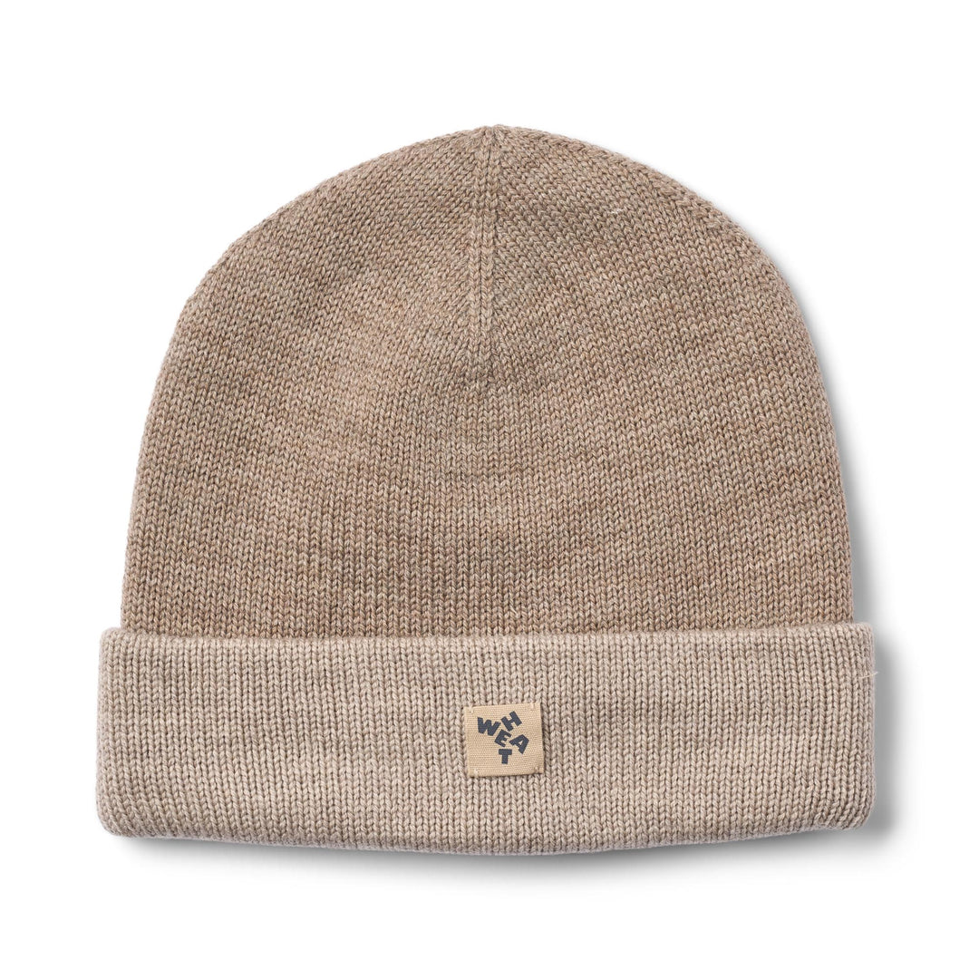 Strickmütze Beanie für Kinder aus Merinowolle in beige