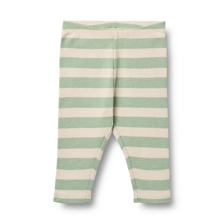 Leggings für Babys aus Bio-Baumwolle mit Blockstreifen in cremeweiß und mintgrün, Gummibund