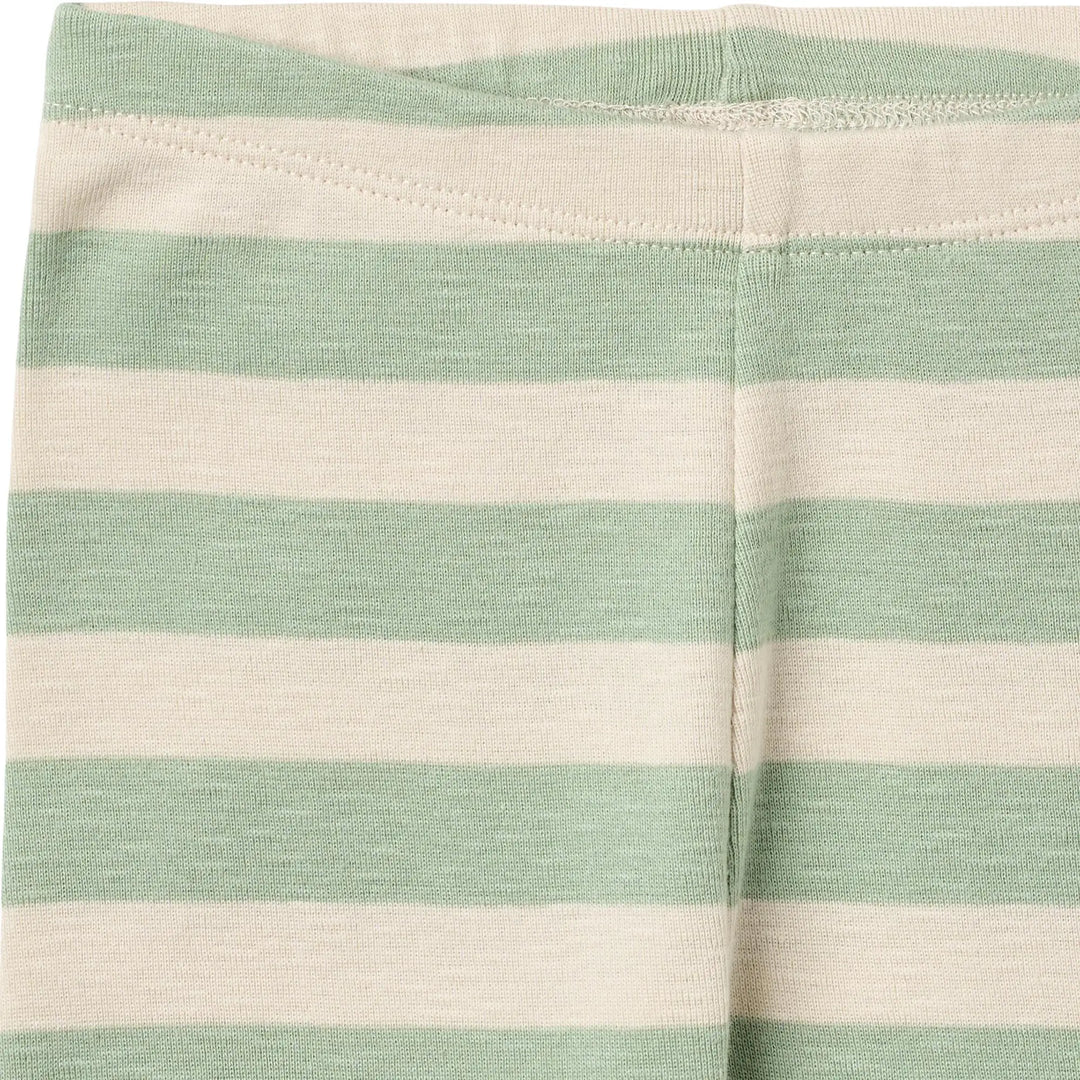 Wheat Jersey Pants Silas mint stripe Detailansicht Jersey-Qualität und Gummibund 