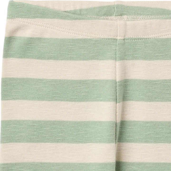 Wheat Jersey Pants Silas mint stripe Detailansicht Jersey-Qualität und Gummibund 