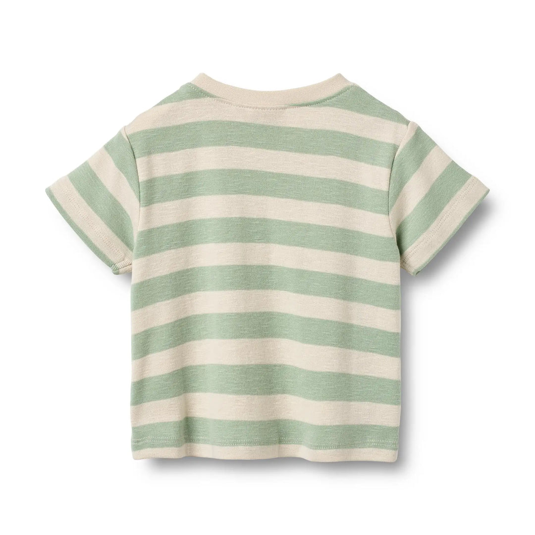 Wheat T-shirt S/S Liam mint stripe Produktbild T-Shirt bis Größe 92, Ansicht der Rückseite 