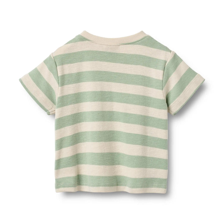 Wheat T-shirt S/S Liam mint stripe Produktbild T-Shirt bis Größe 92, Ansicht der Rückseite 