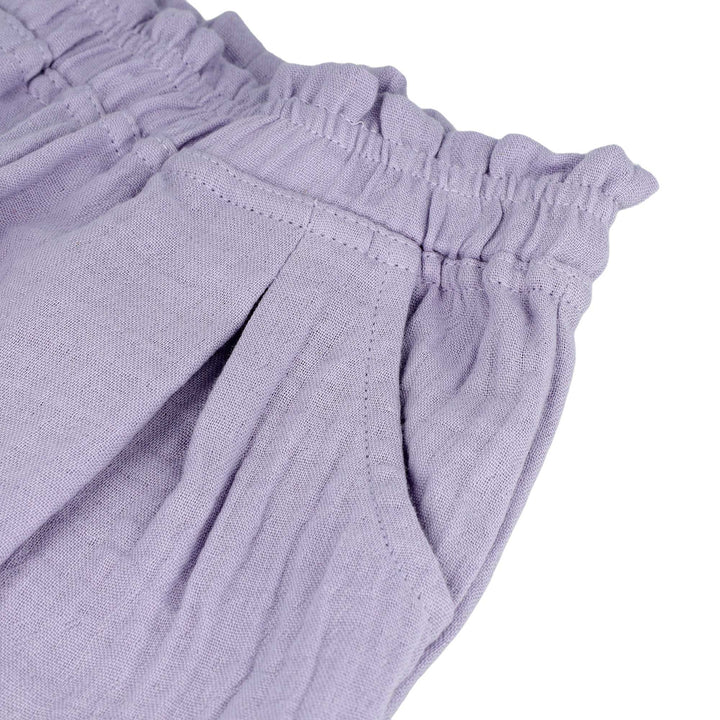 maximo_GOTS_Mini_Girl_Culotte_flieder Detailansicht Gummibund und Eingriffstasche